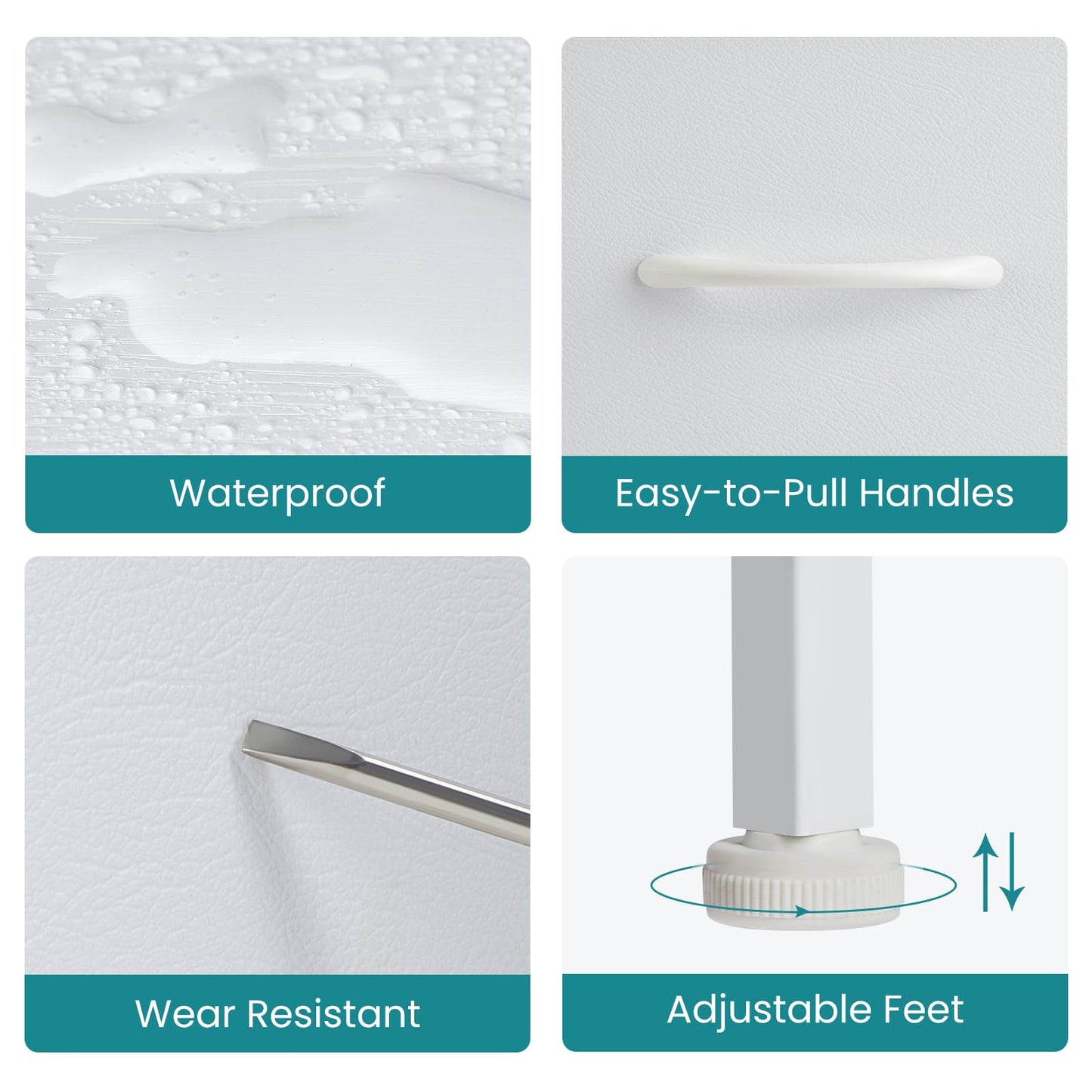 OLIXIS Dresser for Bedroom, 7 Storage Drawers, Wide Fabric Closet Chests Organizer Tower Furniture, TV Stand with Wooden Top Metal Frame for Clothes, Living Room, Hallway, Entryway, Classic White