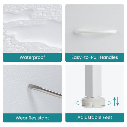 OLIXIS Dresser for Bedroom, 7 Storage Drawers, Wide Fabric Closet Chests Organizer Tower Furniture, TV Stand with Wooden Top Metal Frame for Clothes, Living Room, Hallway, Entryway, Classic White