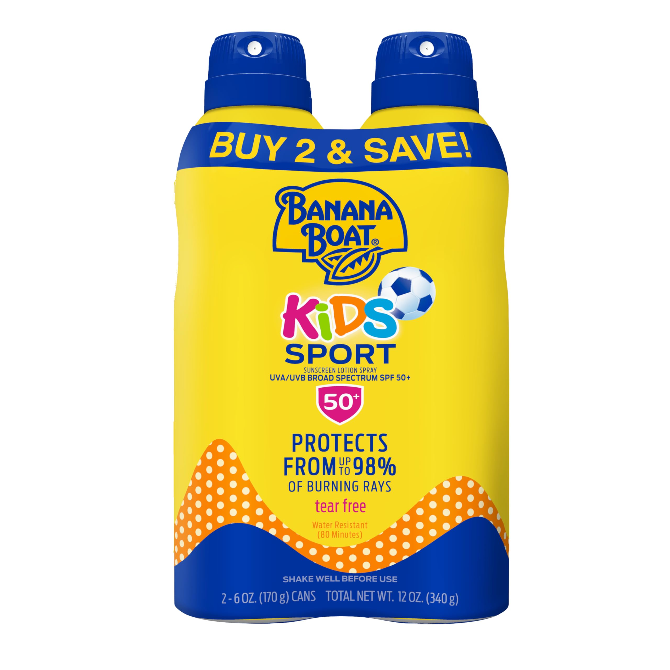 Banana Boat Sport Kids Sunscreen Spray SPF 50, Twin Pack | Spray Sunsc ...