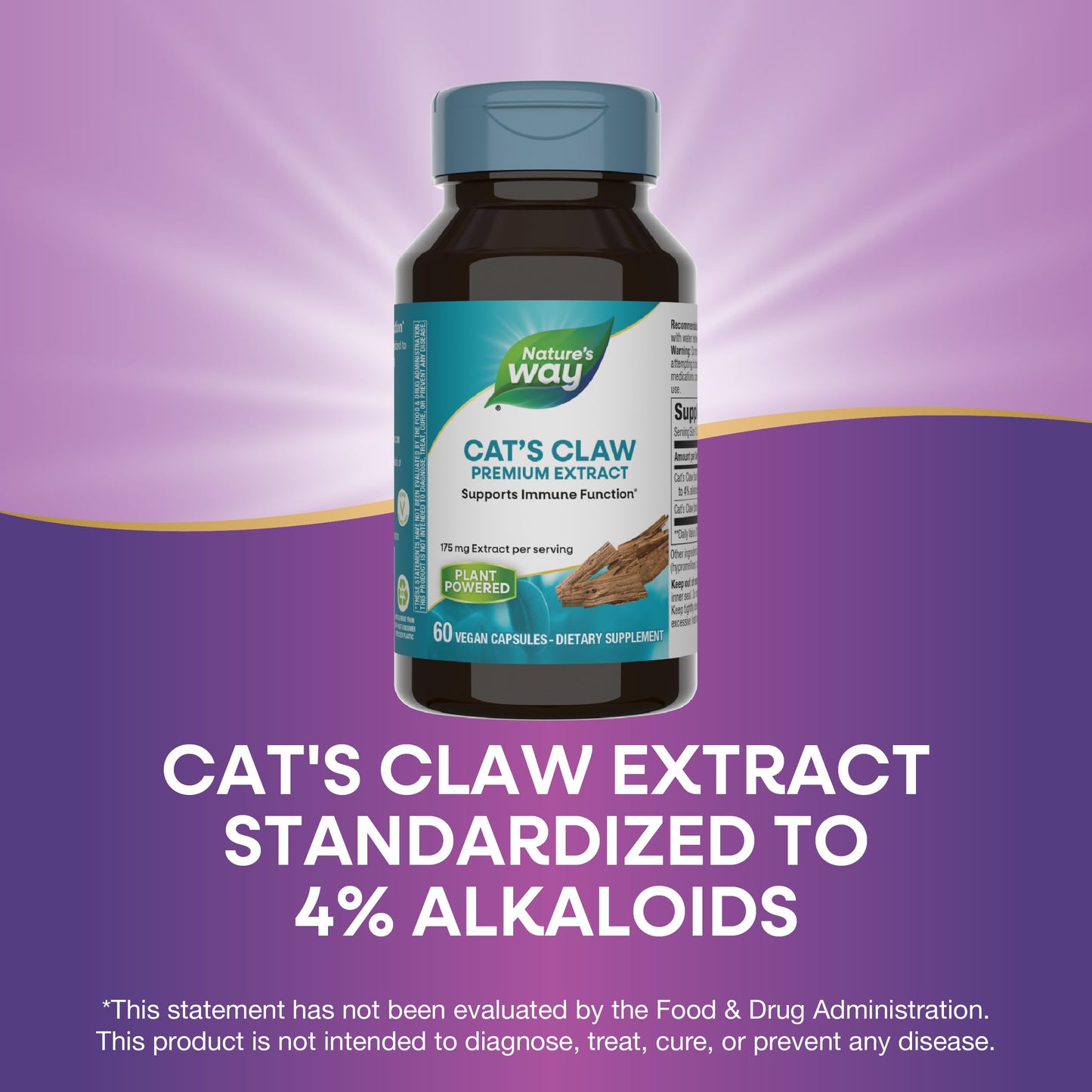 Nature's Way Standardized Cat's Claw Extract, 175 mg per serving, 60 Capsules