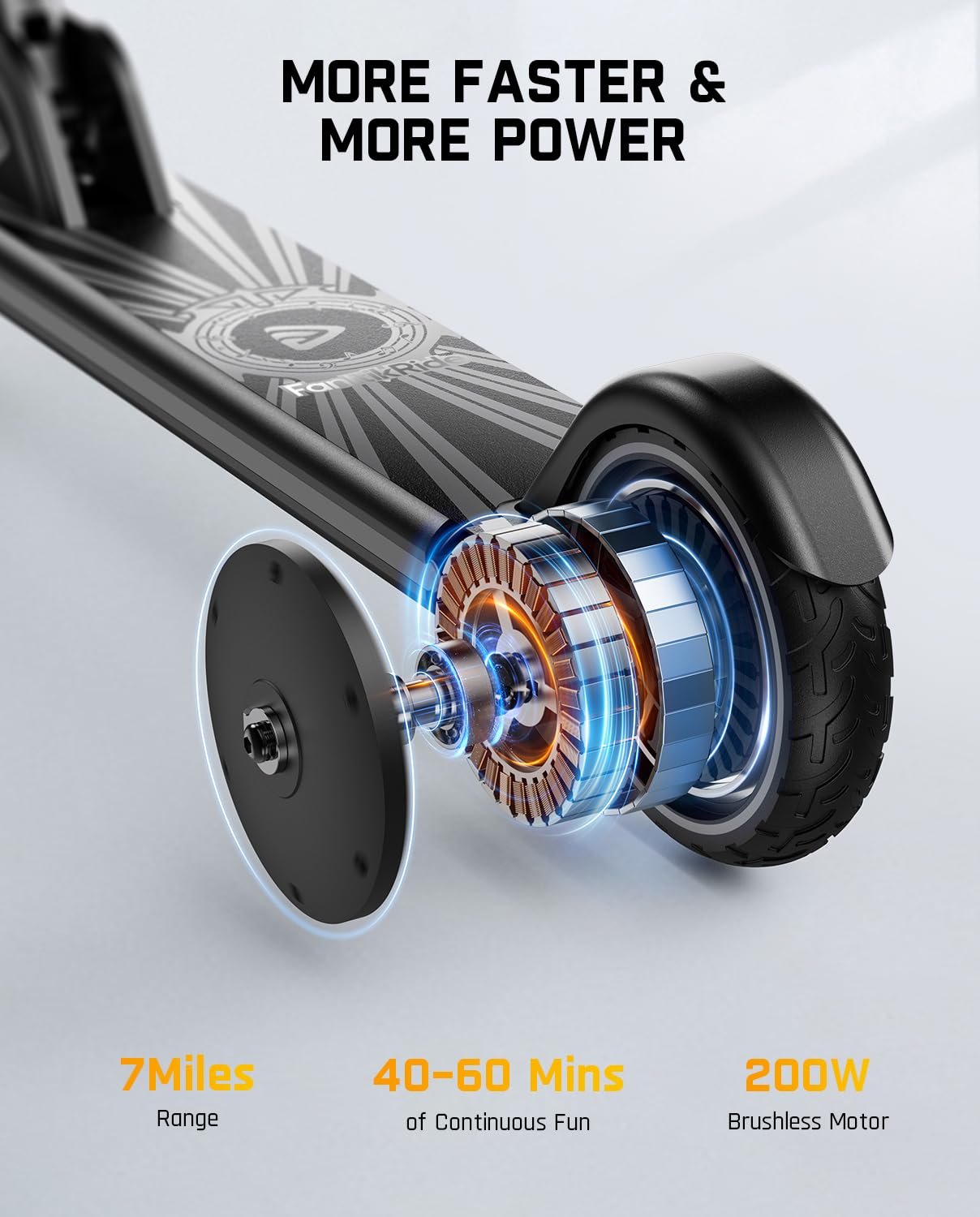 FanttikRide T9 Apex Electric Scooter for Kids 4.3-5.6 ft,200 W Motor, LED Colorful Lights with Bluetooth Music Speaker, 7/10/12 MPH Digital Display, Adjustable Height, Foldable, Up to 40 mins,Black