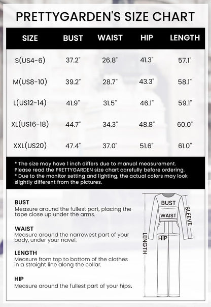 PRETTYGARDEN Women's 2024 Fall Jumpsuits Casual Dressy One Piece Outfits V Neck Long Sleeve Belt Pockets Long Pants Romper (Black,XX-Large)
