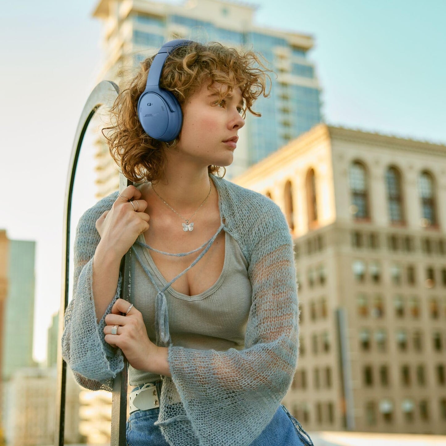 Bose QuietComfort Bluetooth Headphones, Wireless Headphones, Over Ear Noise Cancelling Headphones with Mic, Up to 24 Hours of Battery Life, Blue Dusk - Limited Edition Color