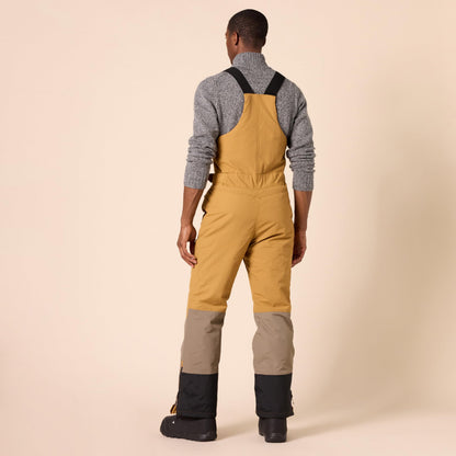 Amazon Essentials Men's Water-Resistant Insulated Snow Bib Overall, Gold Light Brown Color Block, Large
