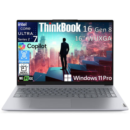 Lenovo ThinkBook 16 Gen 8 Business AI PC Laptop Computer, 16" FHD+, Intel 16-Core Ultra 7 255H (Beat i7-13900H), 64GB DDR5 RAM, 2TB PCIe SSD, WiFi 6E, Bluetooth 5.3, Fingerprint Reader, Windows 11 Pro