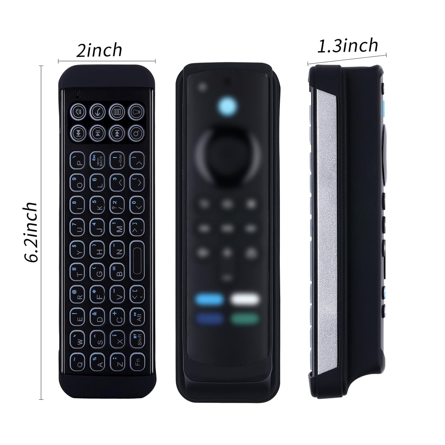 iPazzPort Mini Wireless Keyboard Fire TV Remote Control with Blacklit, for Streaming Players ，Fire Tv Stick, 30BR Black