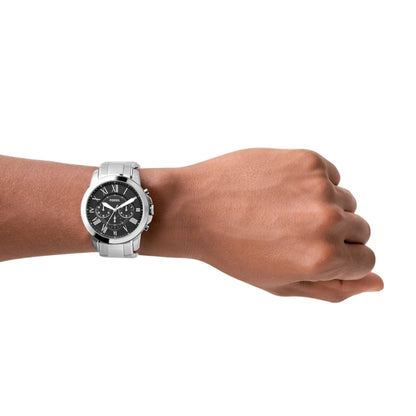 Fossil Men's Watch, Grant Quartz Stainless Steel Chronograph Watch for Men,Color: Silver