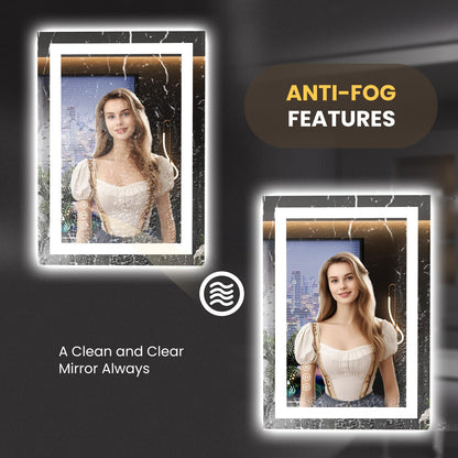 LOAAO 20"x28" LED Mirror for Bathroom, Lighted Bathroom Mirror with Lights, Anti-Fog, Dimmable, Memory Function, Easy to Install, Clear Reflection