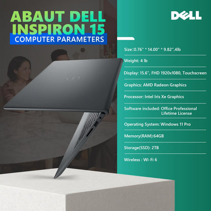 Dell Inspiron 15 3530 Touchscreen Business Laptop - MS Office Lifetime • 15.6" Anti Glare FHD Display • 13th Gen Intel 10-Core i7-1355U GPU • Wi-Fi 6 • Win 11 Pro • Copilot (64GB DDR5 RAM | 2TB SSD)