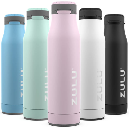 Zulu Ace 24oz Vacuum Insulated Stainless Steel Water Bottle with Chug Spout | Leak-Proof Locking Lid and Removable Base |Reusable Bottle for Cycling Sports Gym Travel Bicycle Bottle Cage | Pink