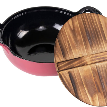 AILIBOO 2 QT Black Enameled Cast Iron Dutch Oven，Iron Biryani Pot，Le Creuset，Instant Pot Bakeware Sets, Casserole Dishes for Oven - Pink