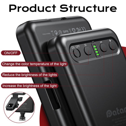 Datarm Rechargeable Soft Selfie Light for Phone, Camera, Laptop, 4-14H Battery Portable LED Light for Pictures, Phone Light Clip for Selfie, Vlog, TikTok, Makeup, Video Conference Black