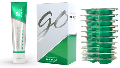 Opalescence Whitening Bundle - Opalescence Go 15% Hydrogen Peroxide Prefilled Whitening Trays and Whitening Toothpaste - Mint Flavor 5194-5166