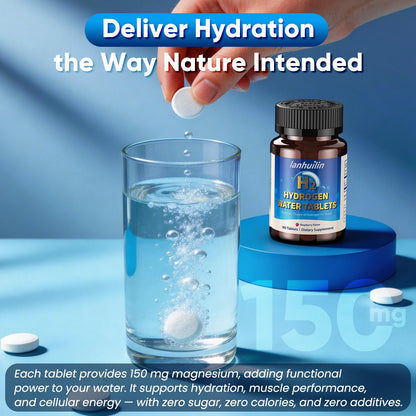 Molecular Hydrogen Tablets for Drinking Water, Hydrogen Water Tablets with 150mg Magnesium, Generates Up to 10 PPM H2 Hydrogen, Antioxidant Support for Cellular Energy & Healthy Aging, 90 Tablets