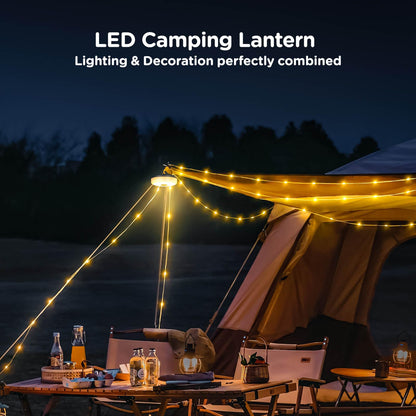 OGERY Camping String Lights, 4 in 1 Quick Storage 32.8FT Rechargeable Outdoor String Lights with 8 Lighting Modes, Hanging Portable LED Lamp for Christmas Decor Patio Awning Garden Party Essentials