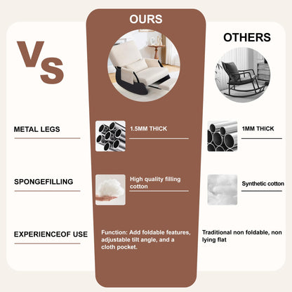 FelixKing Rocking Chair Nursery, Low-Seat Glider Chair, Upholstered Rocking Chair with Side Pocket and Foot Rest, Comfortable Modern Accent Armchair Recliner for Mom Nursery Living Room Bedroom Beige