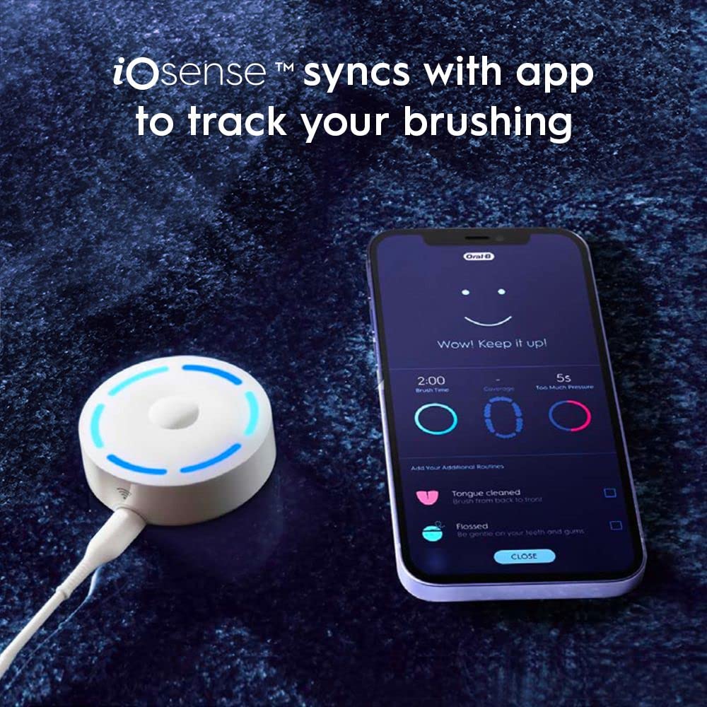 Oral-B iO Series 10 Rechargeable Electric Toothbrush with Visible Pressure Sensor to Protect Gums, 2 Min Timer, 7 Cleaning Settings, 4 Replacement Toothbrush Heads, and Charging Travel Case, White