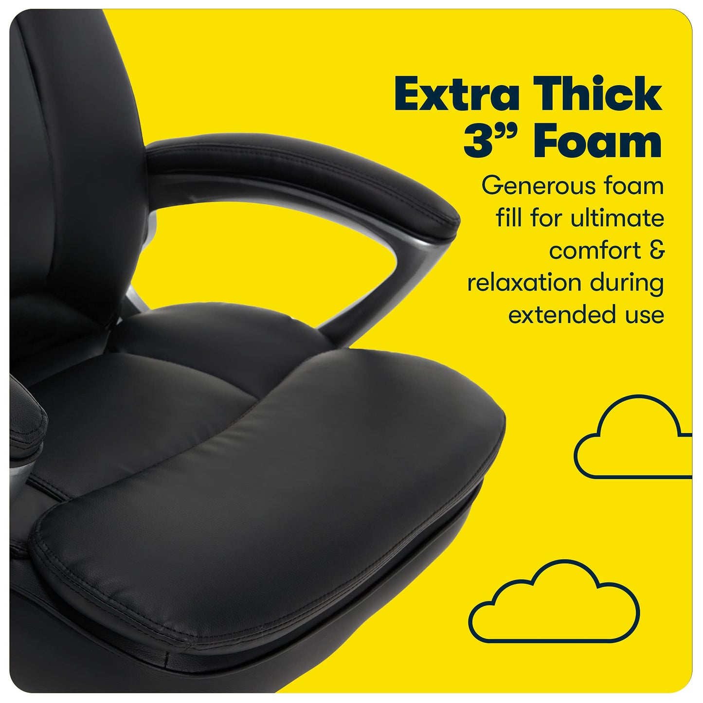 Serta Fairbanks Big and Tall High Back Executive Office Ergonomic Gaming Computer Chair with Layered Body Pillows, Contoured Lumbar Zone, Black