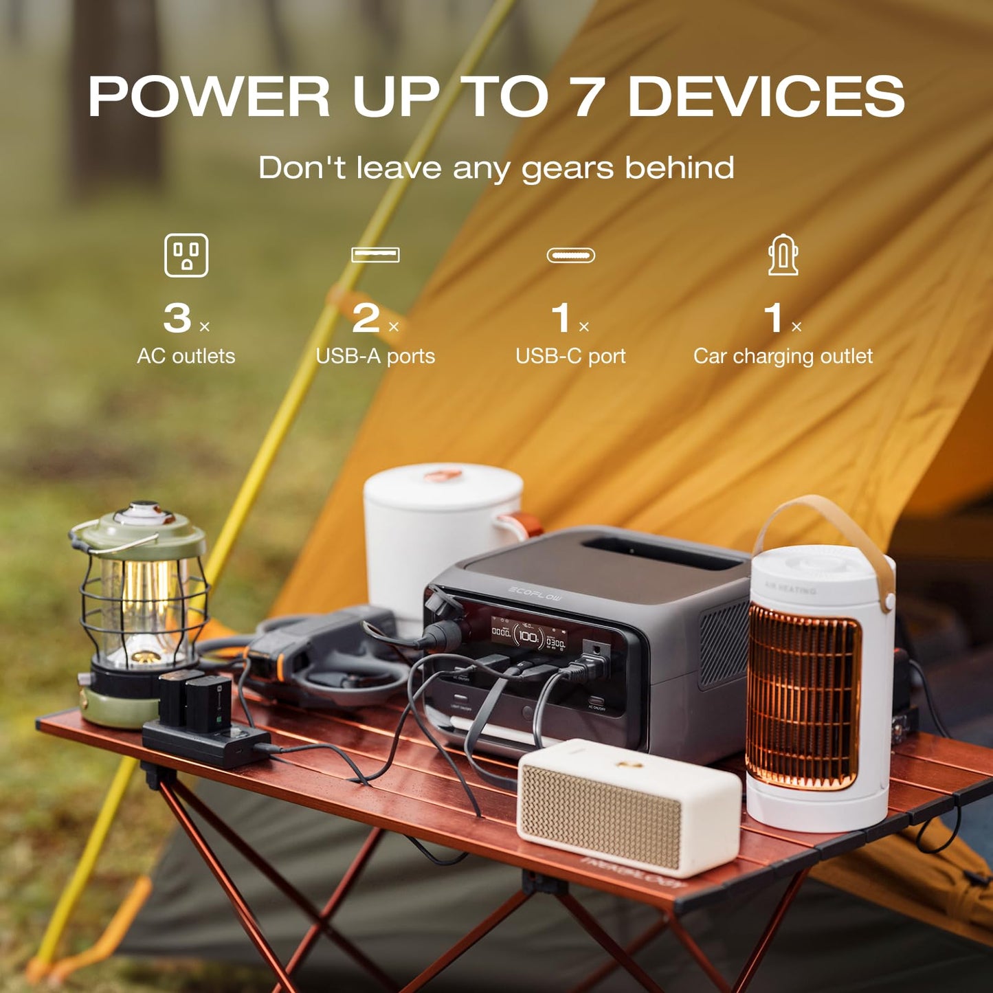 EF ECOFLOW Portable Power Station RIVER 3 Plus, 286Wh LiFePO4 Battery, 3 Up to 1200W AC Outlets, <10 MS UPS, Expandable to 858Wh, <30 dB Quiet, 1Hr Fast Charging Solar Generator for Outdoor Camping/RV