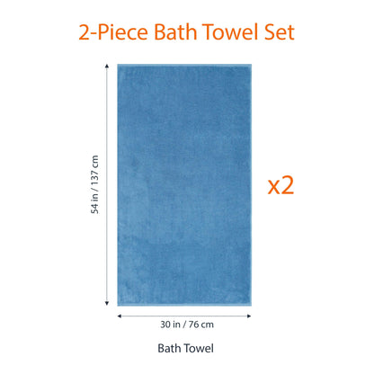 Amazon Basics 2-Piece Quick-Dry Oversize Bath Towel, 100% Cotton, 54" x 30", Lake Blue
