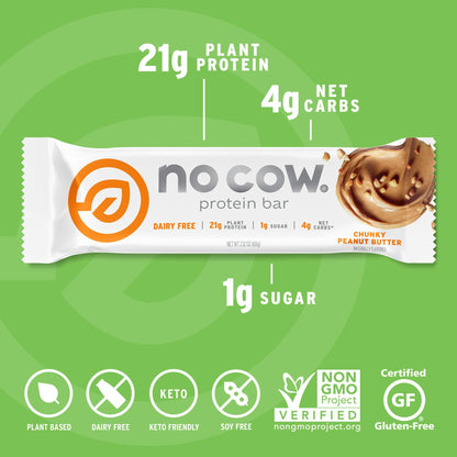 No Cow Protein Bars, Brand Sampler Pack - Healthy Snacks, 20g Vegan Protein, High Fiber, Low Sugar, Keto Friendly, Dairy & Gluten Free (12 Count)