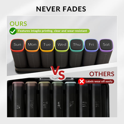 KOVIUU Weekly Pill Organizer 3X a Day, Detachable Pill Box 7 Day, Large 3 Times Daily Pill Case, Travel Pill Container Holder, Week Medication Dispenser Pillbox for Vitamin Supplement Medicine, Black