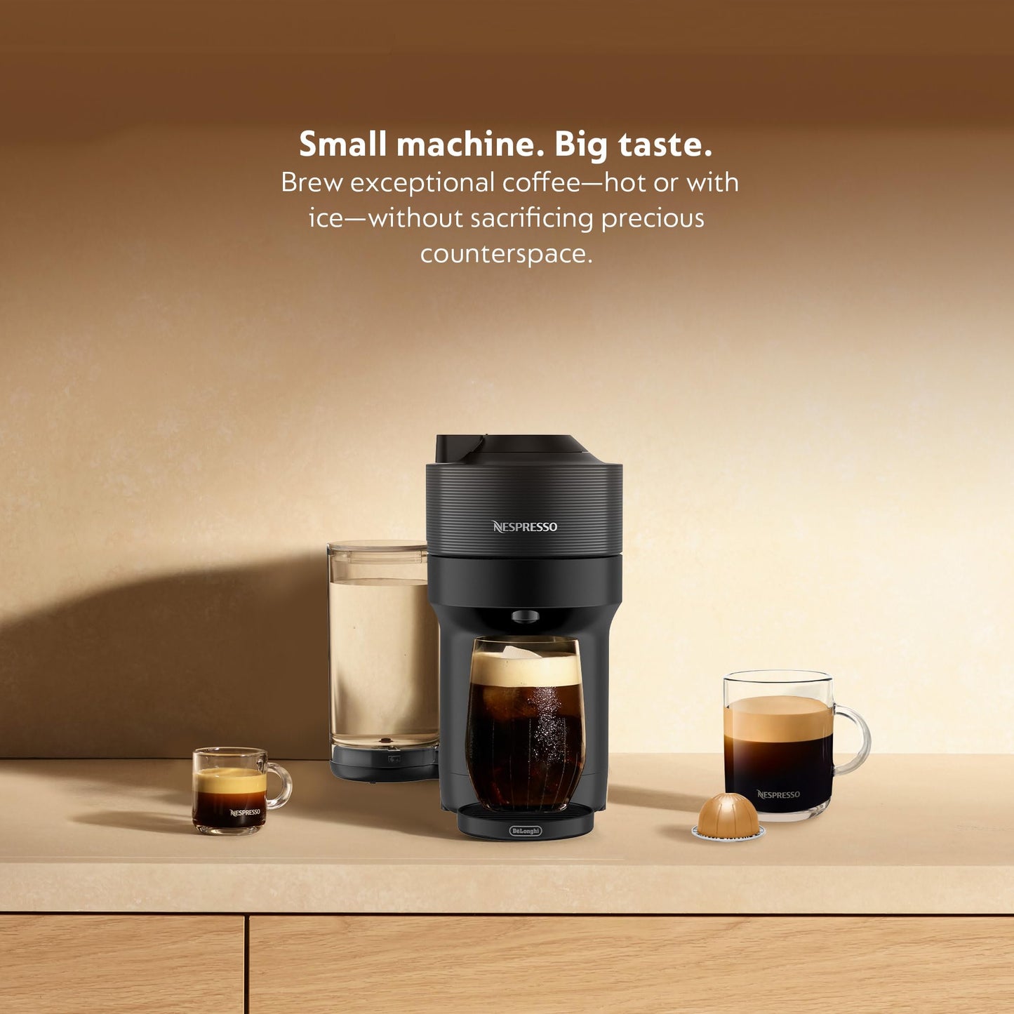 Nespresso Vertuo Pop+ Coffee and Espresso Machine by De'Longhi with Aeroccino Milk Frother, Liquorice Black