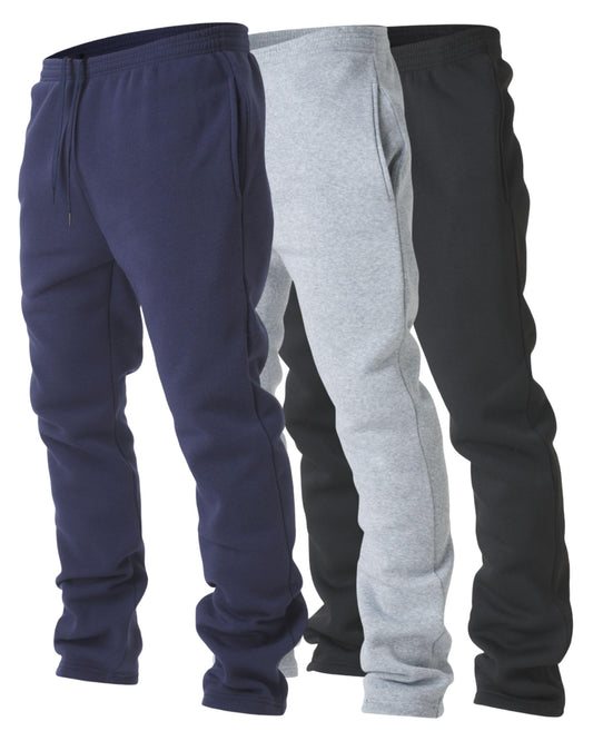 Ultra Performance 3 Pack Mens Fleece Wide Leg Sweatpants with Pockets, Open Bottom Workout Sweatpants for Men