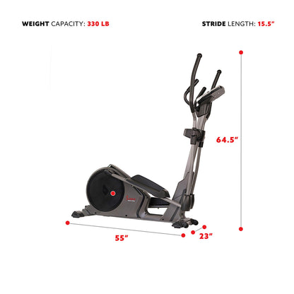 Sunny Health & Fitness Programmable Electro-Magnetic Elliptical Cross Trainer Exercise Machine, Full-Body Low-Impact Cardio Equipment with 24 Pre-Built Workout Modes and 330 lbs Capacity – SF-E3912