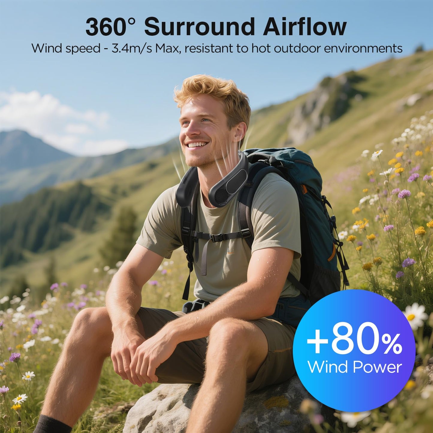 Hotsales Neck Fan, Hands Free Bladeless Neck Fans Portable Rechargeable, 6000 mAh Battery Operated Wearable Personal Fan, Cooling Neck Fan, 3 Speeds, USB Fan Gifts for Men, Women, Travel, Outdoor