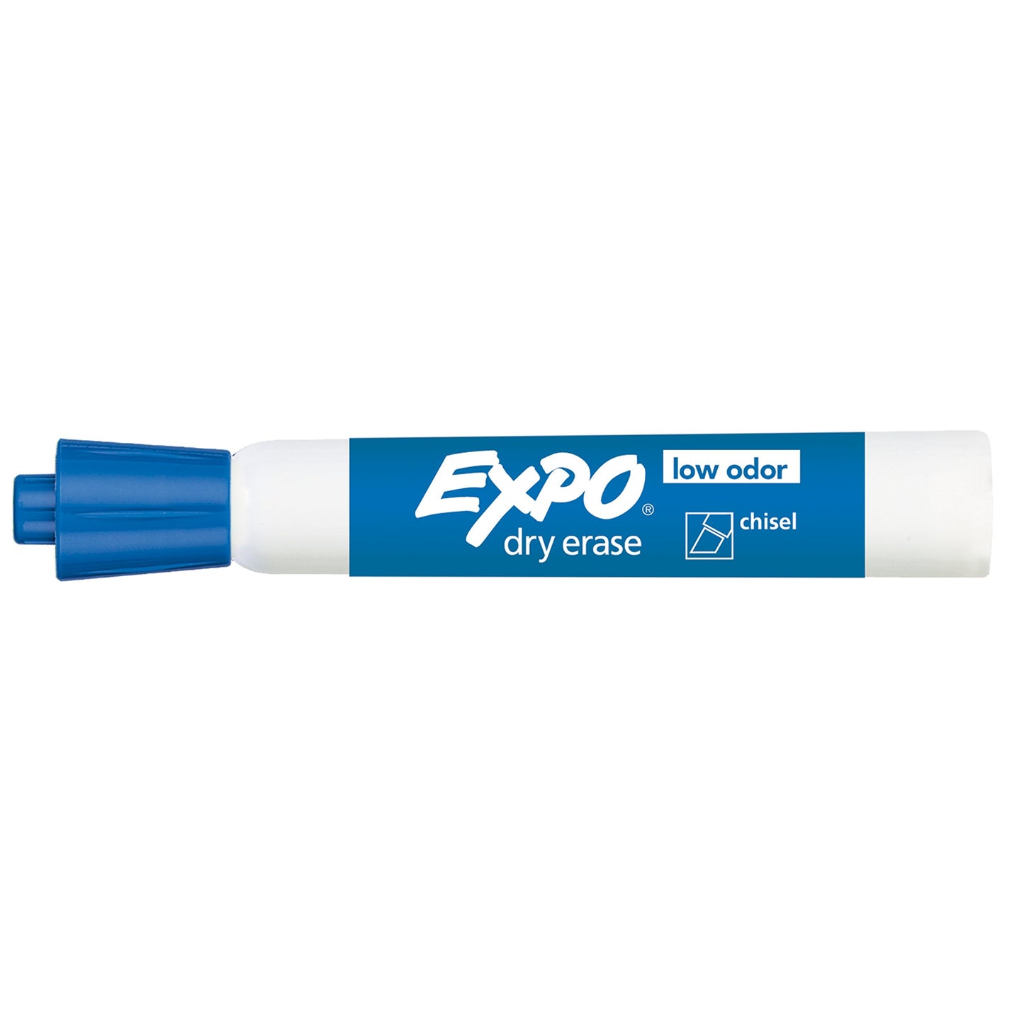 EXPO Low Odor Dry Erase Markers, Chisel Tip, Blue, 12 Count