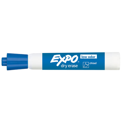 EXPO Low Odor Dry Erase Markers, Chisel Tip, Blue, 12 Count