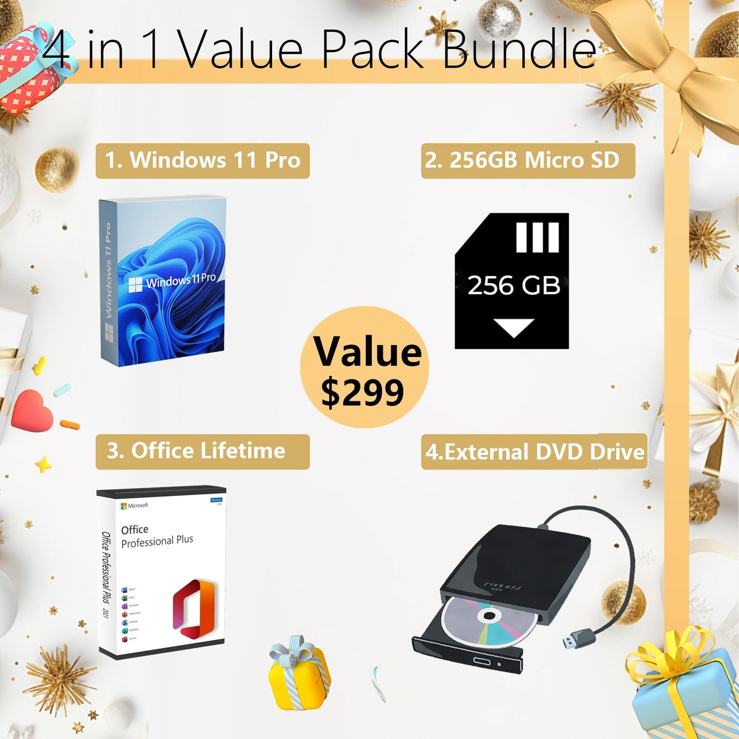 HP Student Business Laptop Computer - w/Microsoft Office Lifetime & Free CD/DVD Drive • 16GB RAM • 128GB eMMC & 256GB Extend Micro SD • Intel 4-Core Processor • HD Display • Win11 Pro(Silver)