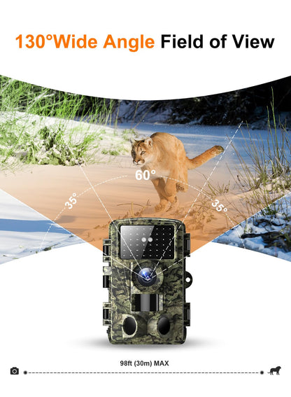 Dargahou Trail Camera - 4K 48MP Game Camera with Night Vision, 0.05s Trigger Motion Activated Hunting Camera, IP66 Waterproof, 130 Wide-Angle with 46pcs No Glow Infrared LEDs for Outdoor Wildlife