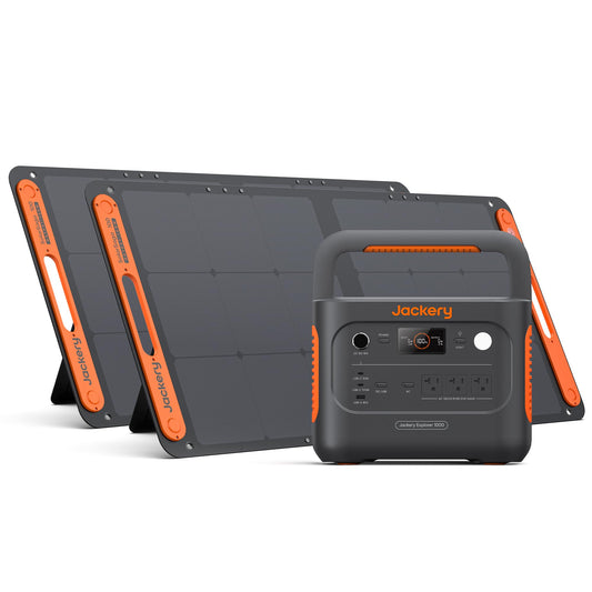 Jackery Solar Generator 1000 v2 with 2x100W Solar Panel,1070Wh Portable Power Station LiFePO4 Battery,1500W AC/100W USB-C Output,1Hr Fast Charge for Outdoor,Off-Grid Living,RV,Emergency