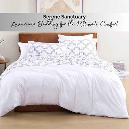 LANE LINEN 100% Organic Cotton Full Sheets Set Fully Elasticized Naturally Temperature Regulating Mercerized Cotton Printed Full Bedding & Pillowcases Set - Trellis