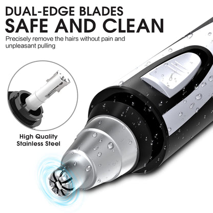 Ear and Nose Hair Trimmer Clipper - 2024 Professional Painless Eyebrow & Facial Hair Trimmer for Men Women, Battery-Operated Trimmer with IPX7 Waterproof, Dual Edge Blades for Easy Cleansing Black
