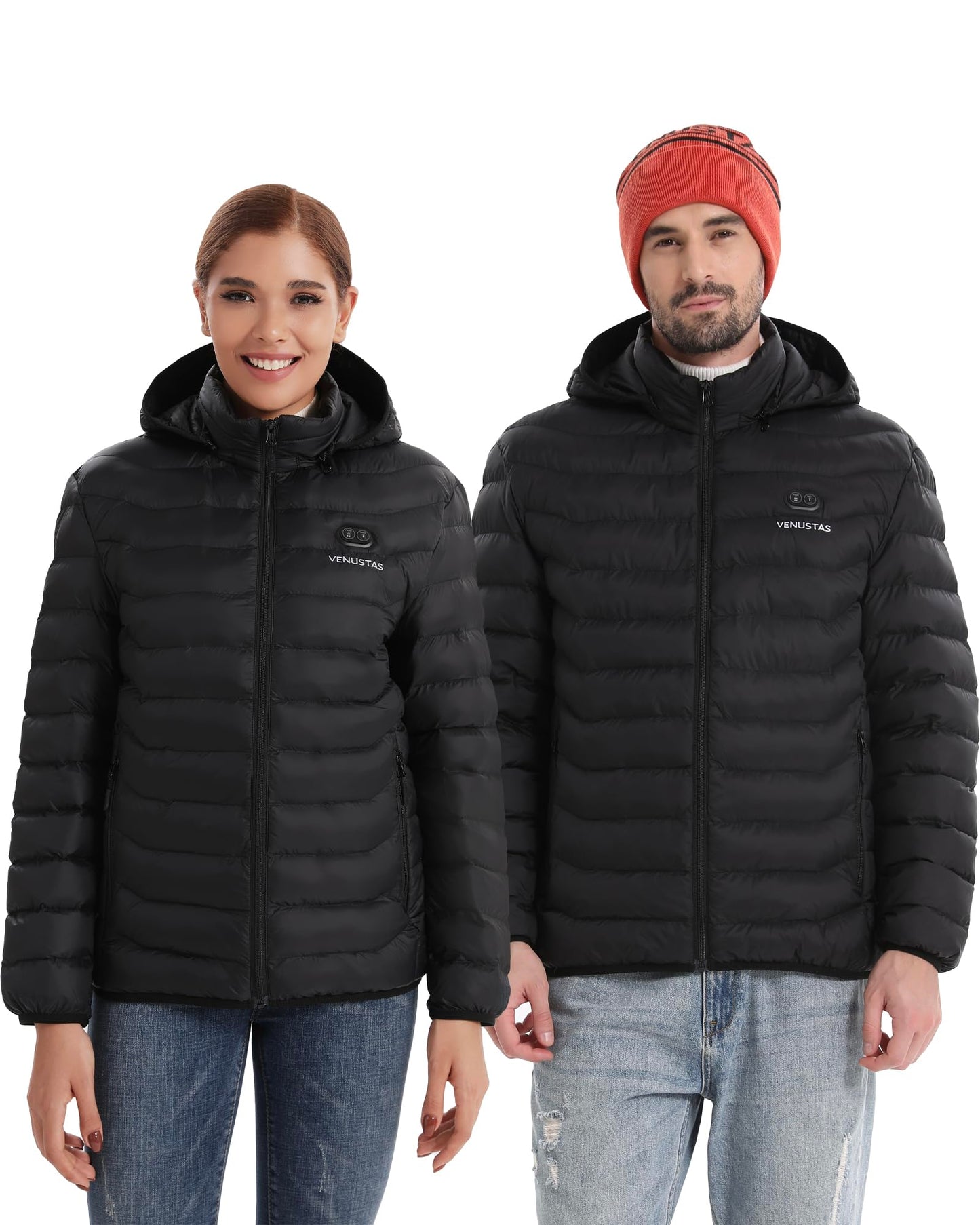 Venustas Unisex Dual-Control Heated Jacket, Water-resistant Heated Coat for Women and Men with Battery Included