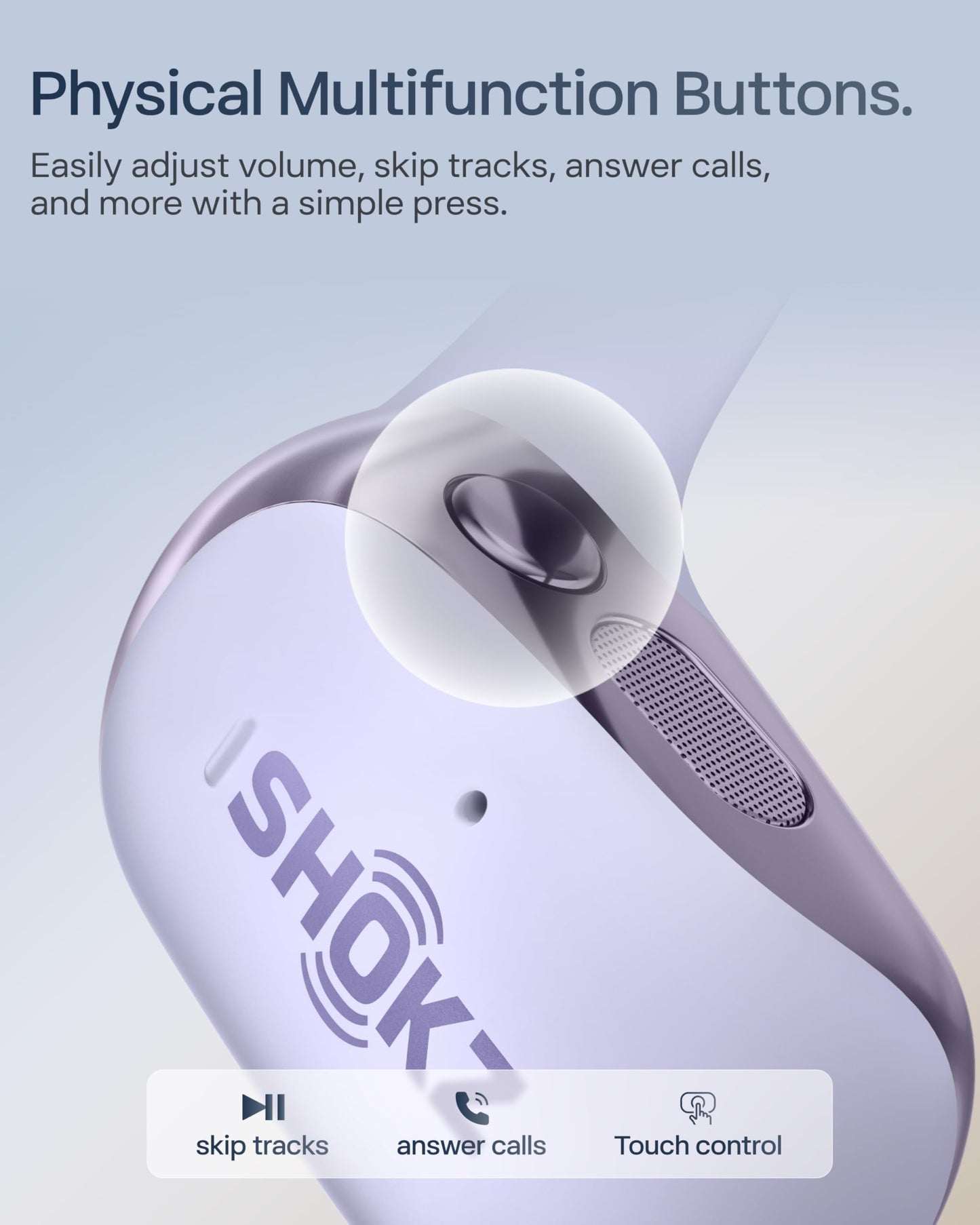 SHOKZ New OpenFit 2+ Open-Ear Headphones,Dolby Audio Enabled,Comfortable Earbuds with Soft Ear Hooks,48H Playtime,IP55 Water-Resistant,USB-C Fast Charging,Wireless Charging - Online Exclusive Purple