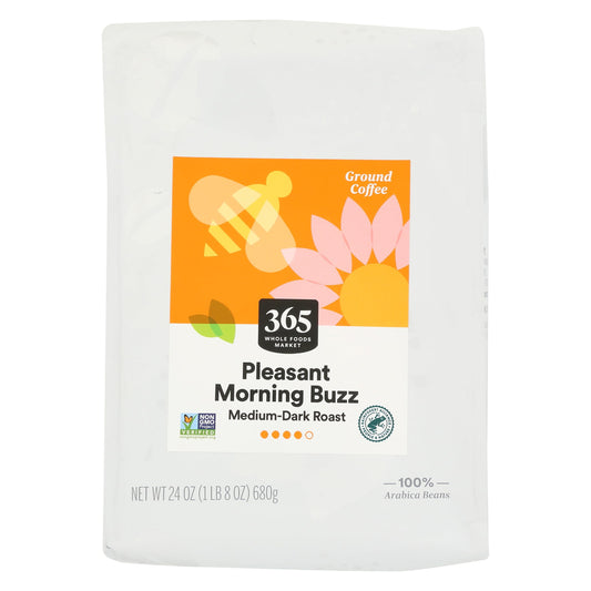 365 by Whole Foods Market, Pleasant Morning Buzz Ground Coffee, Medium-Dark Roast, 24 Ounce