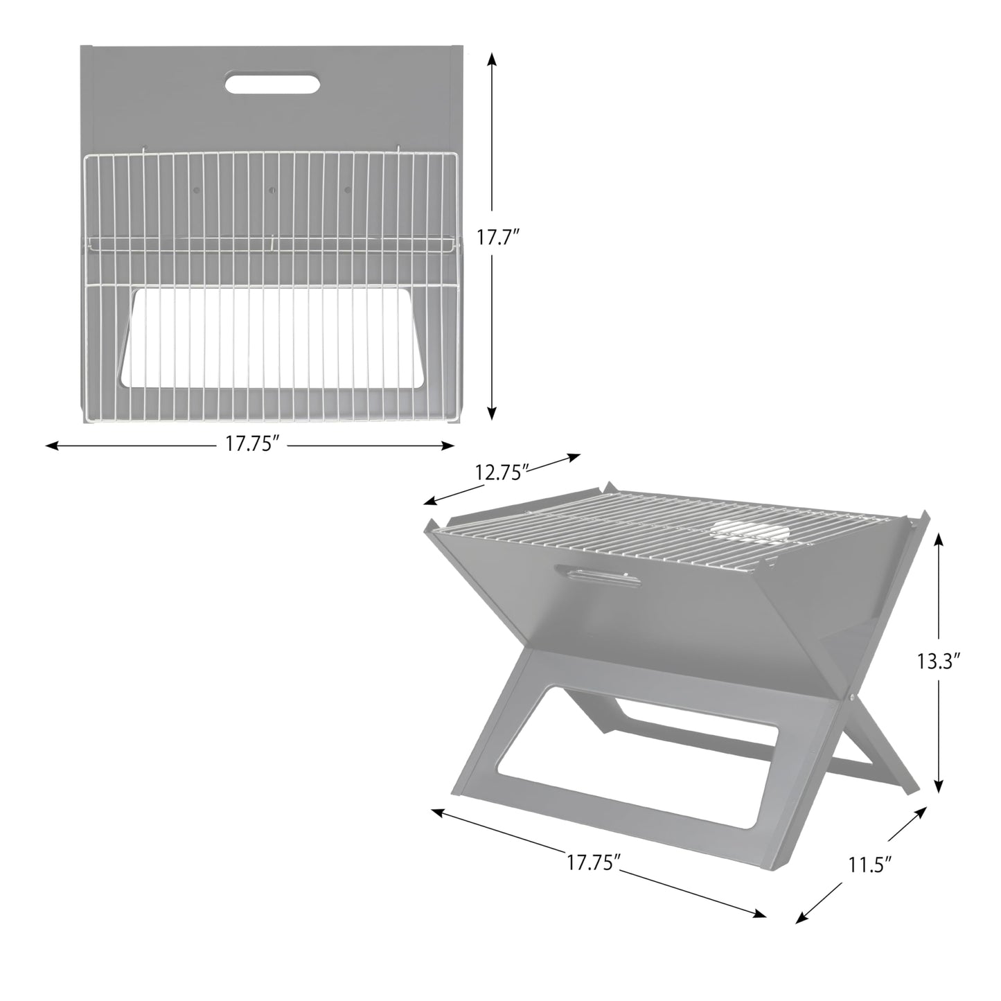 Fire Sense 60508 Notebook BBQ Grill 3.5mm Cooking Bars Instant Foldable & Easy Portability For Outdoor Barbecues Camping Traveling Picnics Garden Beach Party - Black