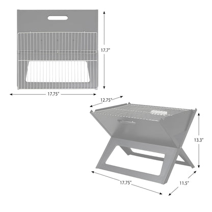 Fire Sense 60508 Notebook BBQ Grill 3.5mm Cooking Bars Instant Foldable & Easy Portability For Outdoor Barbecues Camping Traveling Picnics Garden Beach Party - Black