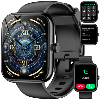 Smart Watch with Alexa Built-in‌, 1.83'' Touchscreen with Call Function, IP68 Waterproof Fitness Tracker, 100+ Sport Modes, Heart Rate & Sleep Monitor, Pedometer, iOS/Android Compatible (Black)