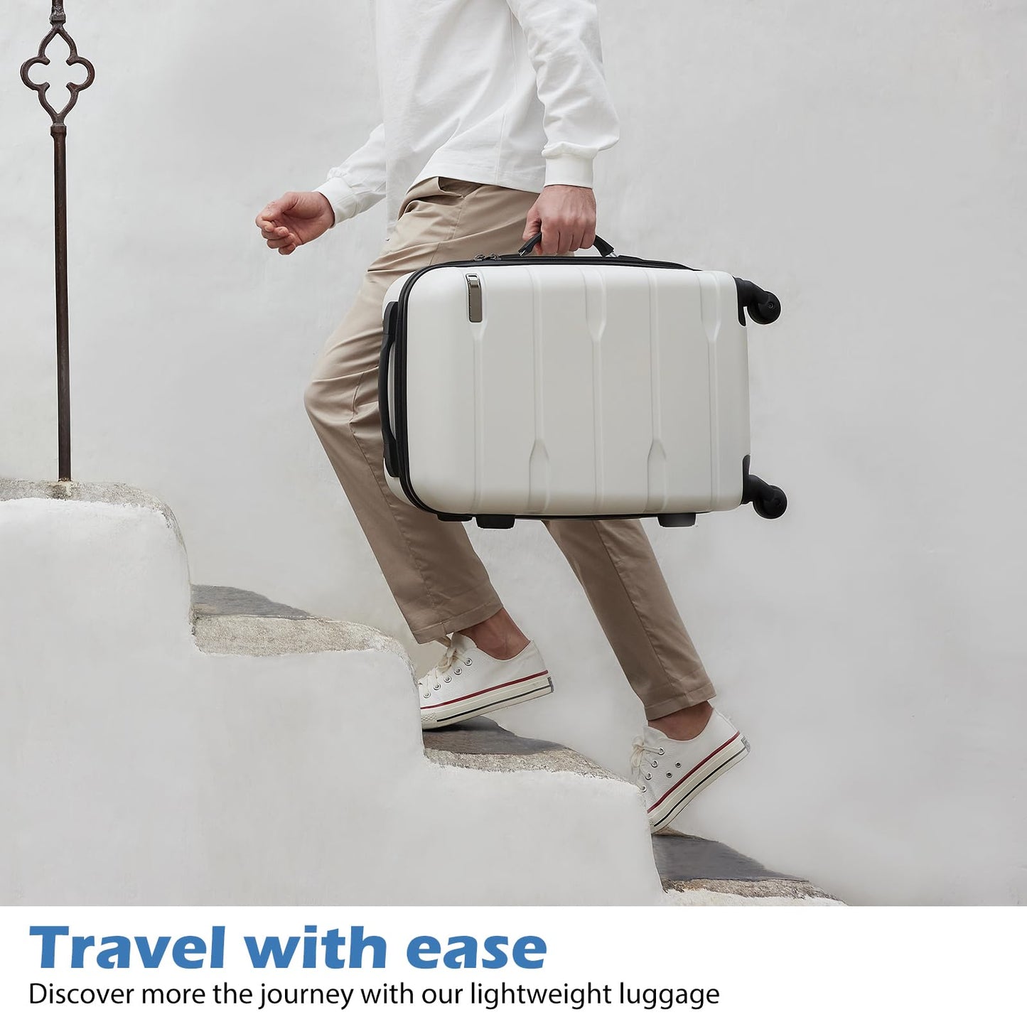 Coolife Luggage Expandable(only 28") Suitcase PC+ABS Spinner Built-In TSA lock 20in 24in 28in Carry on (Black brown, S(20in_carry on))
