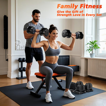 Rendpas Adjustable Dumbbells Set of 2, Select Weight Dumbbell Set, 5 in 1 Free Dumbbell Set with Anti-Slip Texture Handle, Weight Set For Home Gym Suit both Men and Women