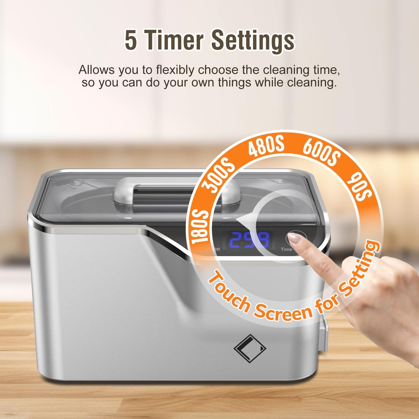 LifeBasis Jewelry Cleaner, Professional Ultrasonic Cleaning Machine 20 Ounces (600ML) Sonic Cleaner with Digital Timer, Watch Holder Glasses Cleaner for Ring, Coin, Watch, Gold Cleaning - Silver