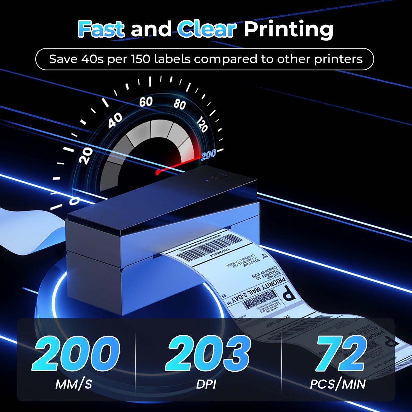 Omezizy Bluetooth Shipping Label Printer 4x6, 249BT Thermal Label Printer 4x6 for Small Business, Shipping Packages, Office, Home, Compatible with Android iPhone iPad Windows macOS Tiktok USPS Etsy