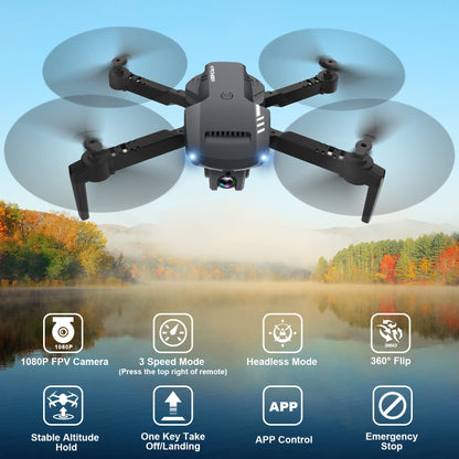 Mini Drone with Camera - 1080P HD FPV Foldable Drone with Carrying Case, 2 Batteries, 90° Adjustable Lens, One Key Take Off/Land, Altitude Hold, 360° Flip, Toys Gifts for Adults, beginner