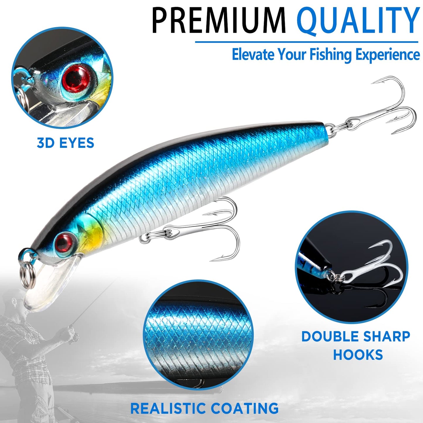 PLUSINNO Fishing Lures for 12 Rigs, Tackle Box with Included Crankbaits, Spoon, Hooks, Weights and More Accessories, 353 Pcs Lure Baits Gear Kit Freshwater Bass…