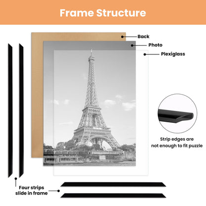 upsimples 20x30 Picture Frame Black 3 Pack, Scratch-Proof Poster Frames 20 x 30 for Photo Gallery - Slide-In Strips, Horizontal or Vertical Wall Mounting